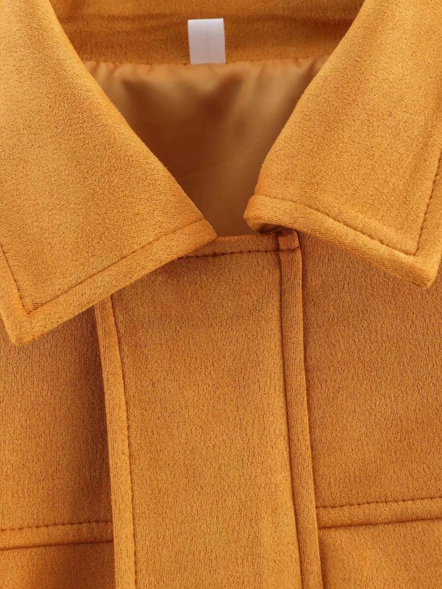 Dámská volná vintage bunda – klasický límec, dlouhý rukáv, podzimní styl