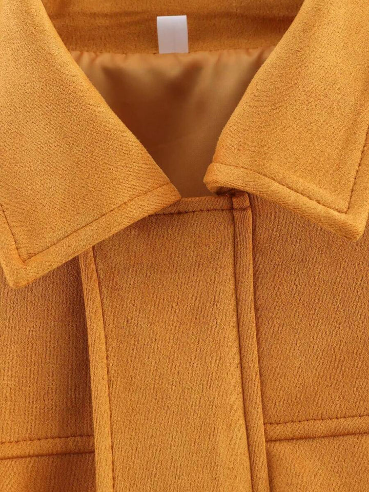 Dámská volná vintage bunda – klasický límec, dlouhý rukáv, podzimní styl