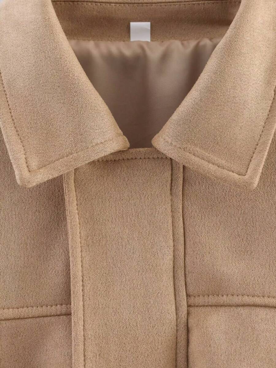 Dámská volná vintage bunda – klasický límec, dlouhý rukáv, podzimní styl