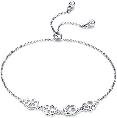 Sterling Silber Hund Pfotenabdruck Armband – Verstellbares Armband