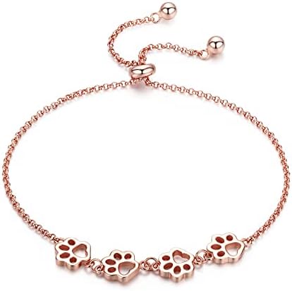 Sterling Silber Hund Pfotenabdruck Armband – Verstellbares Armband