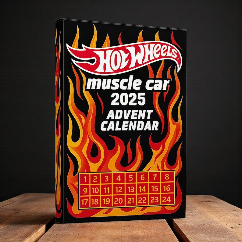 Horký výprodej - 50% SLEVA - Adventní kalendář Hot Wheels Muscle Toy Car - 24 DNŮ 2025