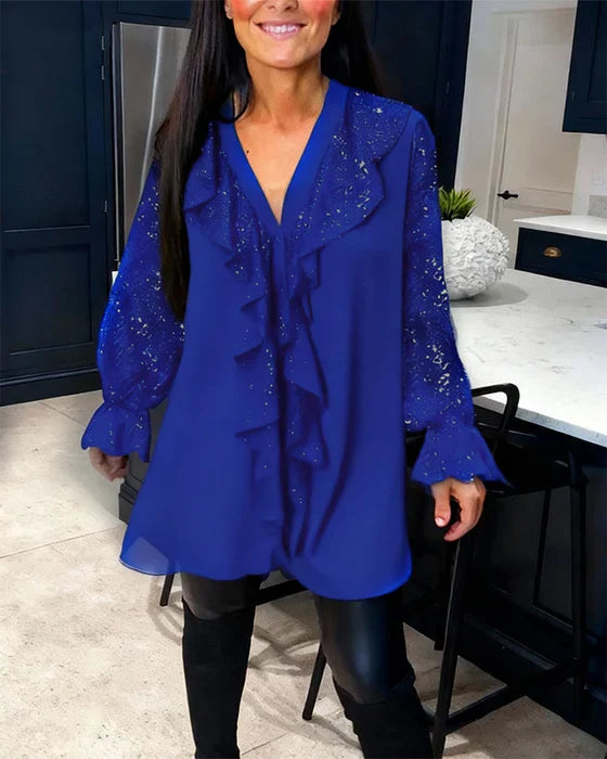 Blůza Valentina – Elegantní šifonová blůza s lesklými detaily
