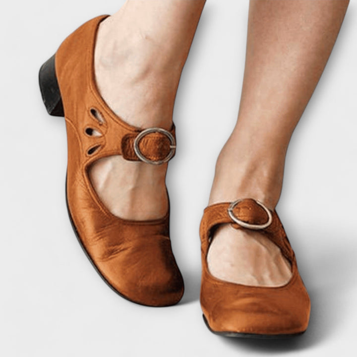 Eleanor | Elegantní kožené baleríny s přezkou