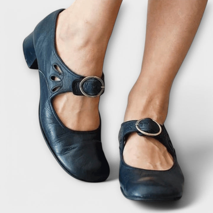 Eleanor | Elegantní kožené baleríny s přezkou
