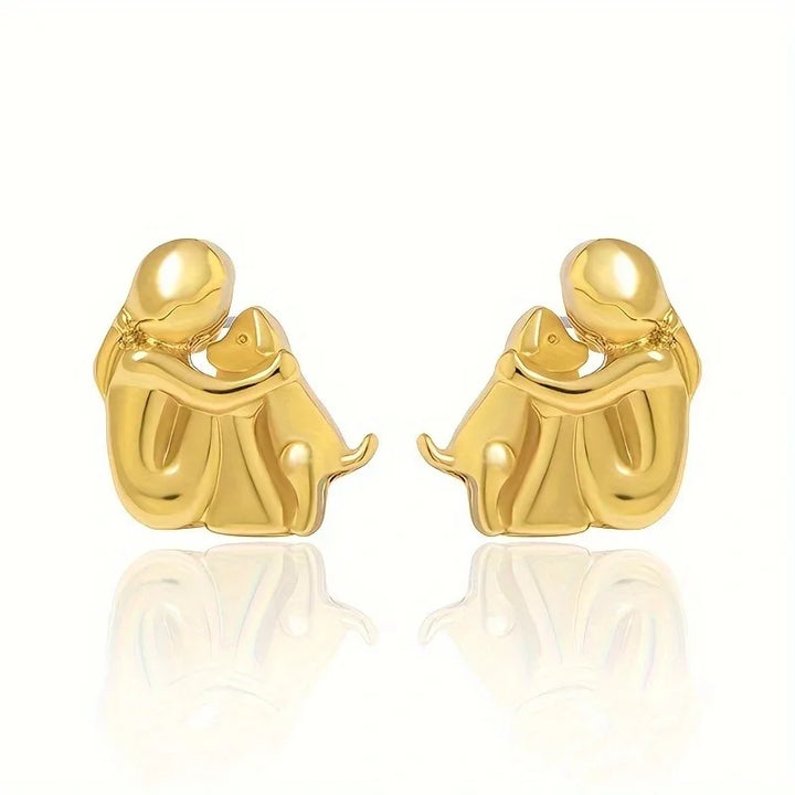 Süße Zweifarbige Umarmungs Ohrstecker in Silber & Gold