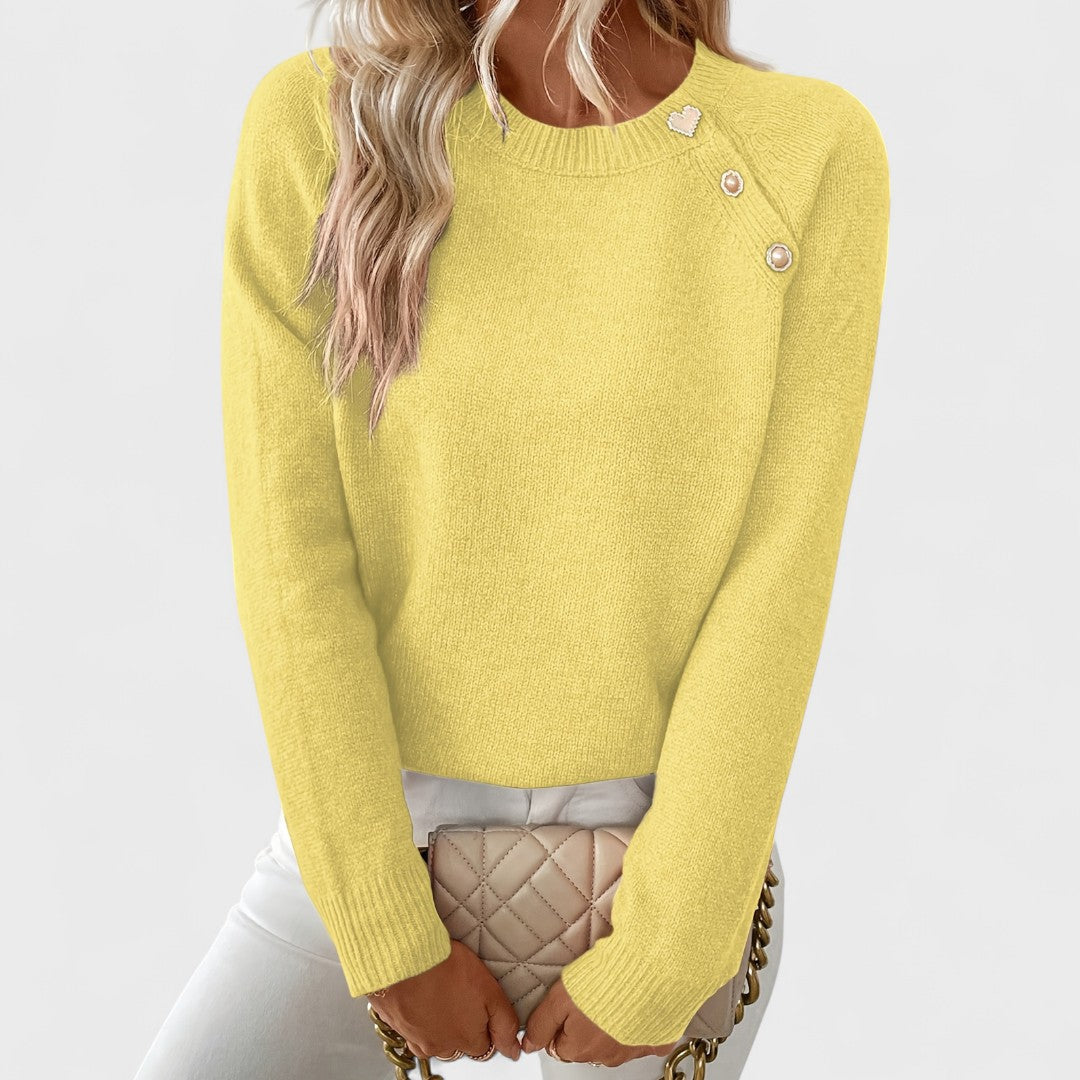 Roxanne - Elegantní asymetrický svetr s jedním ramínkem a knoflíky