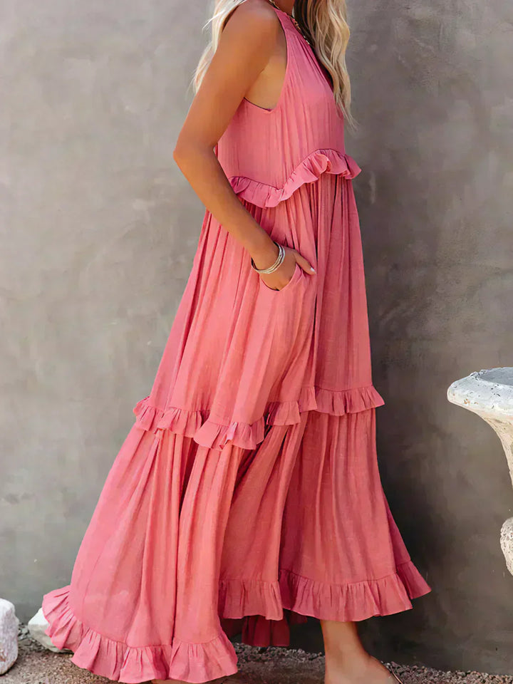 ANETA | Elegantní bezrukávová šaty s volánky