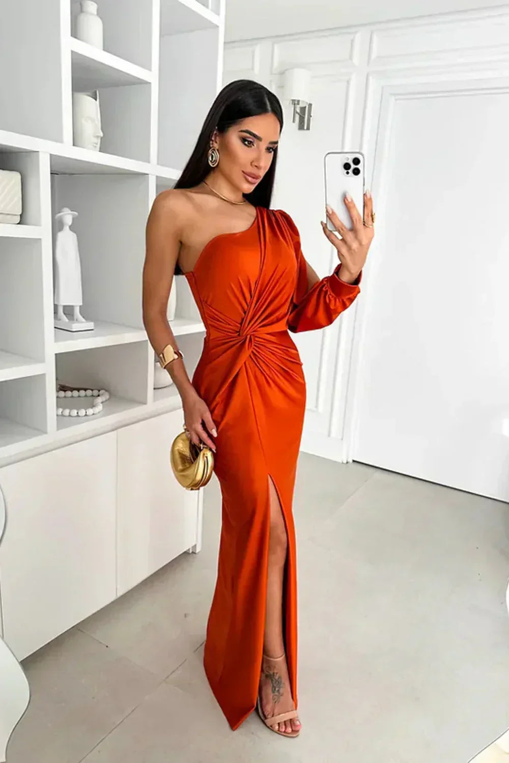 Magdalena – Elegantní maxi šaty na jedno rameno